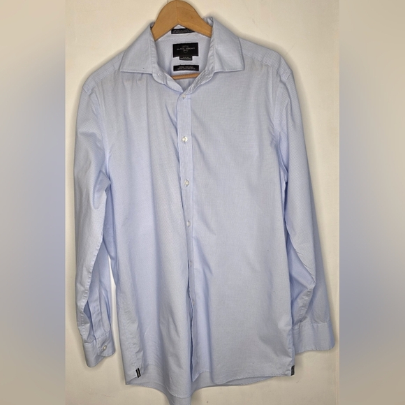 Mens Egyptian Cotton Dress Shirt Pale Blue Pinstripe.NS 16.5 - Picture 3 of 13
